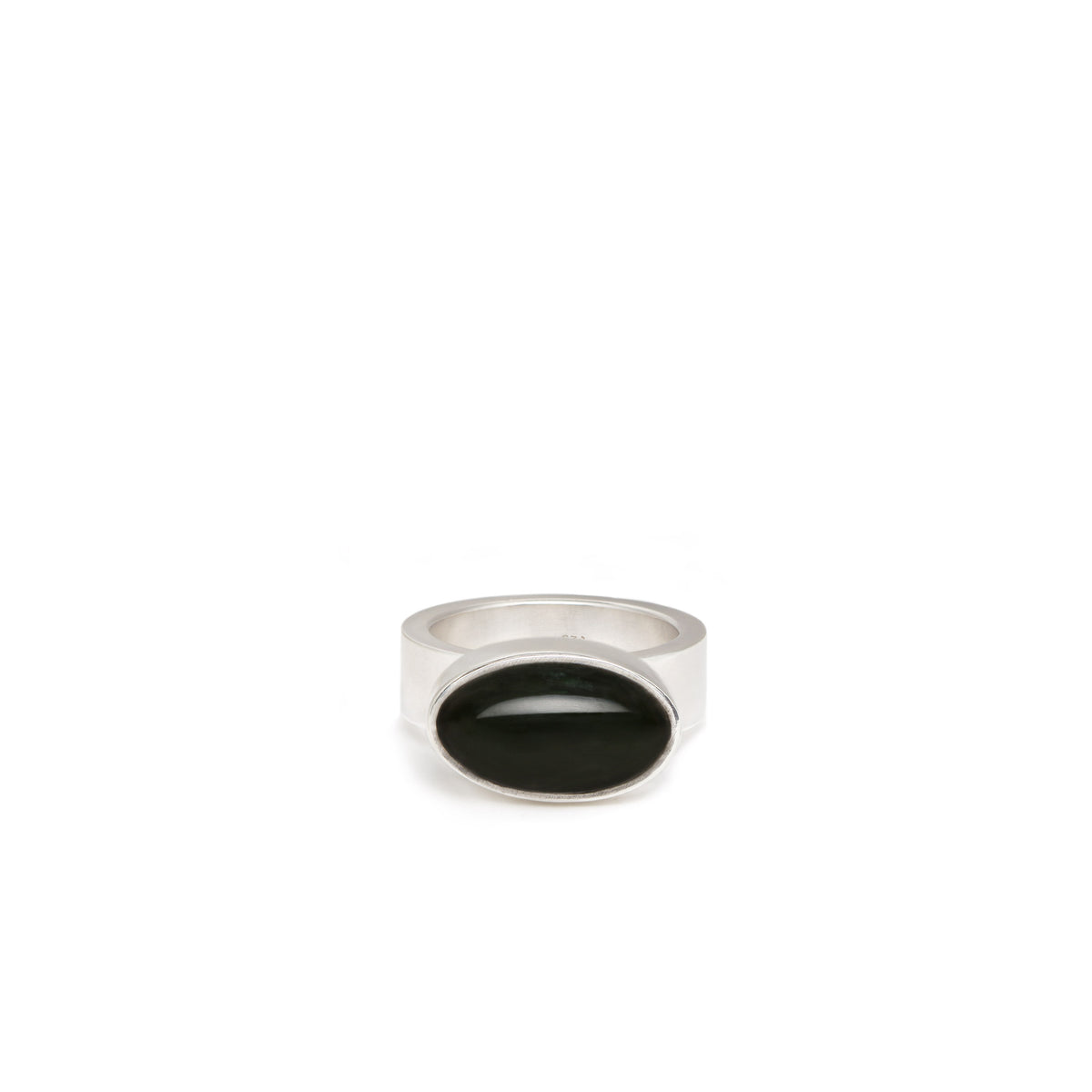 New Zealand Jade Oval Sterling Silver Ring - Size N