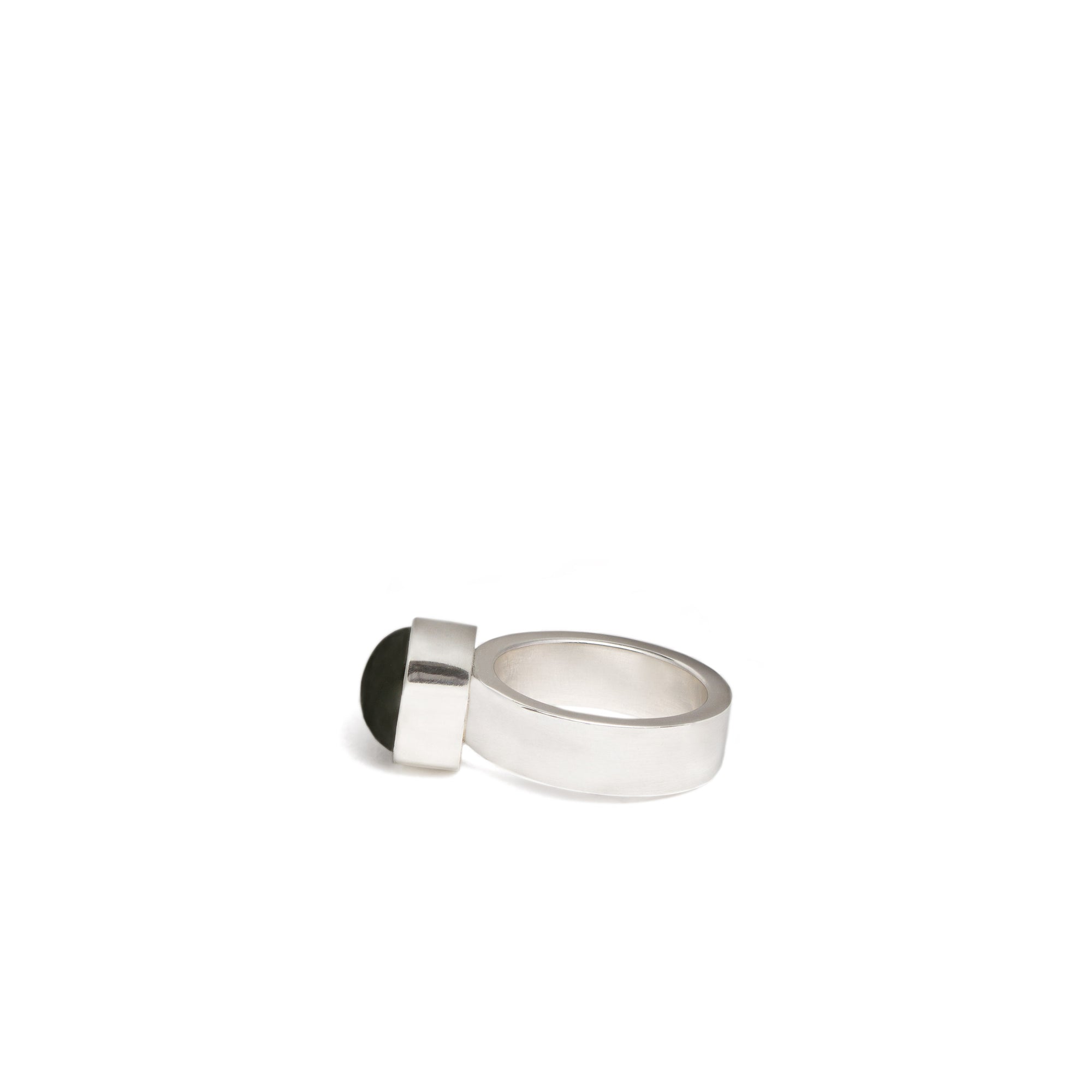 New Zealand Jade Oval Sterling Silver Ring - Size N