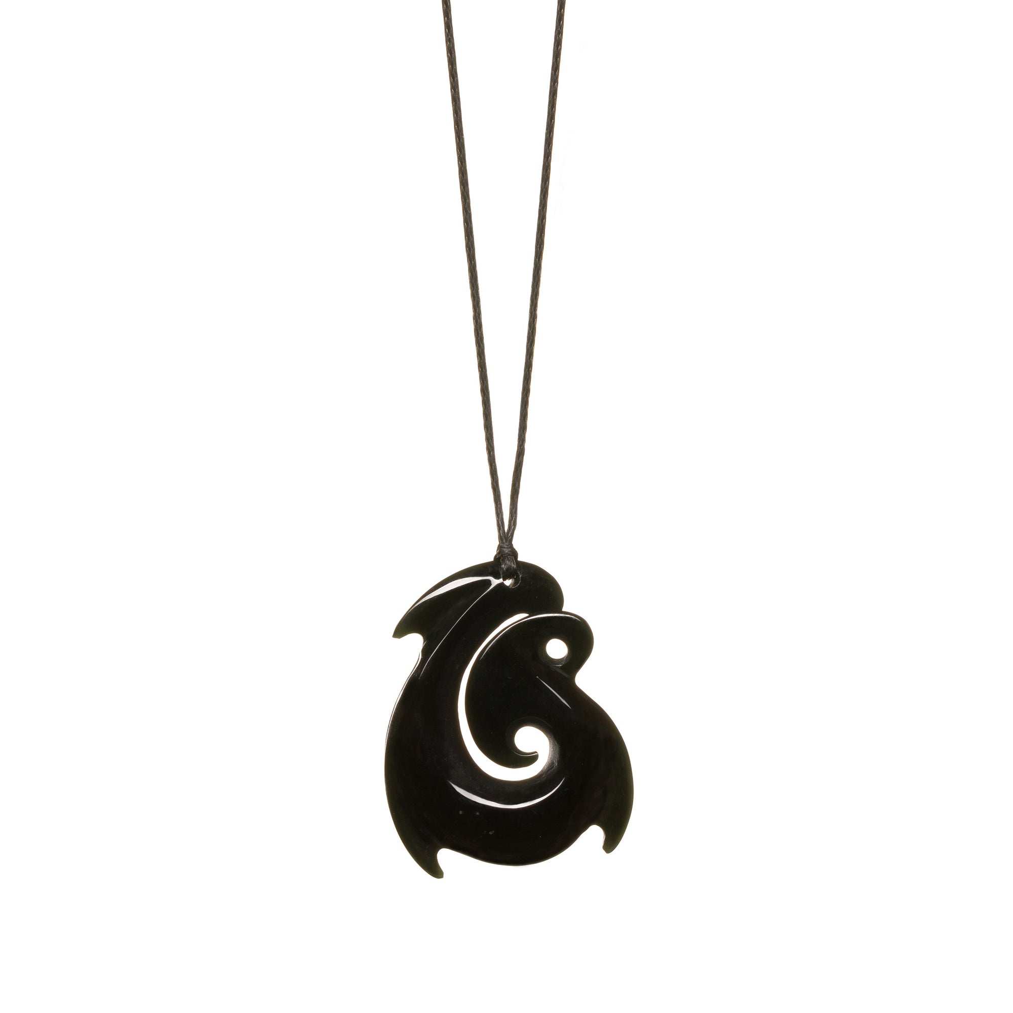 Australian Black Jade Finned Fish Hook Necklace