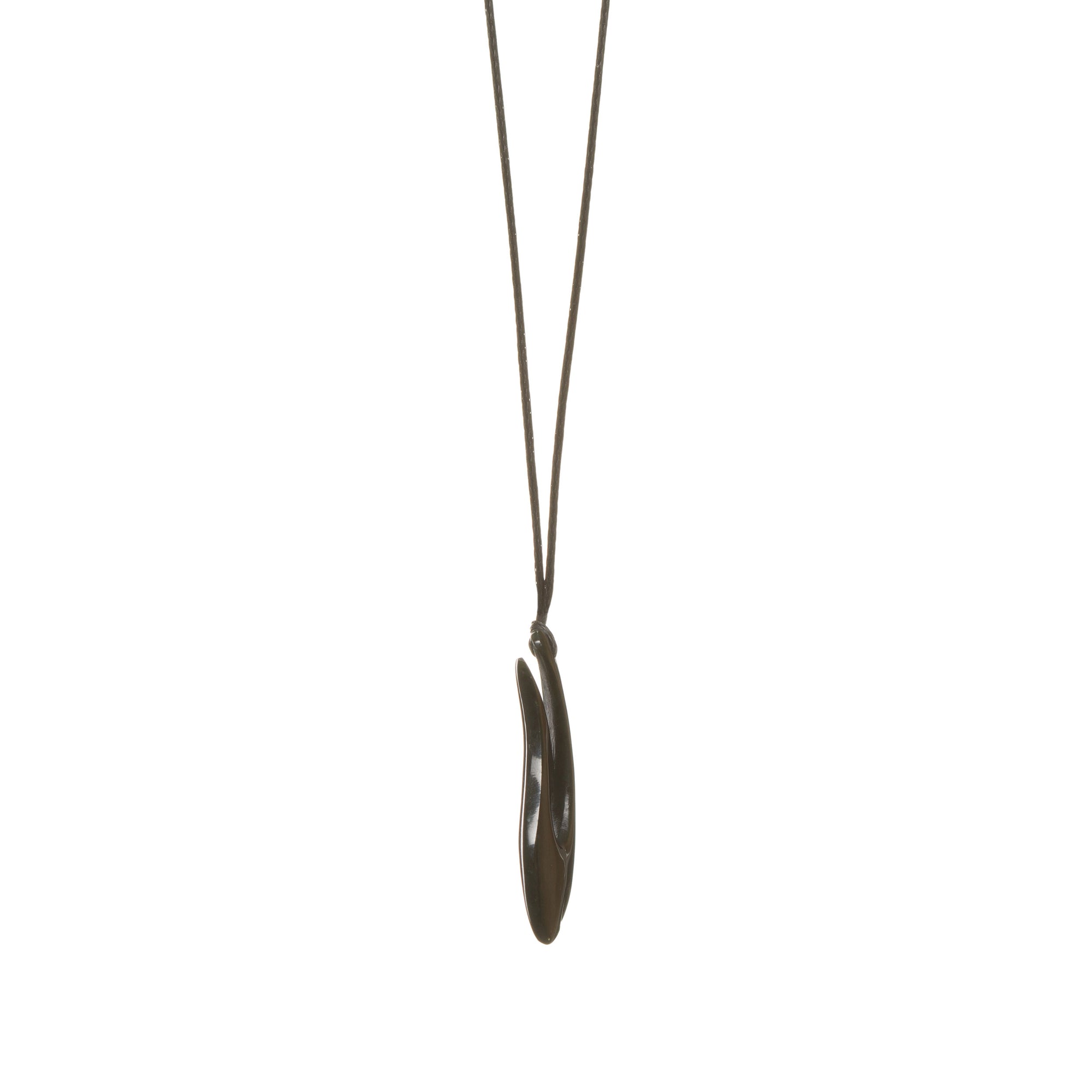 Australian Black Jade Slender Koru Hook Necklace