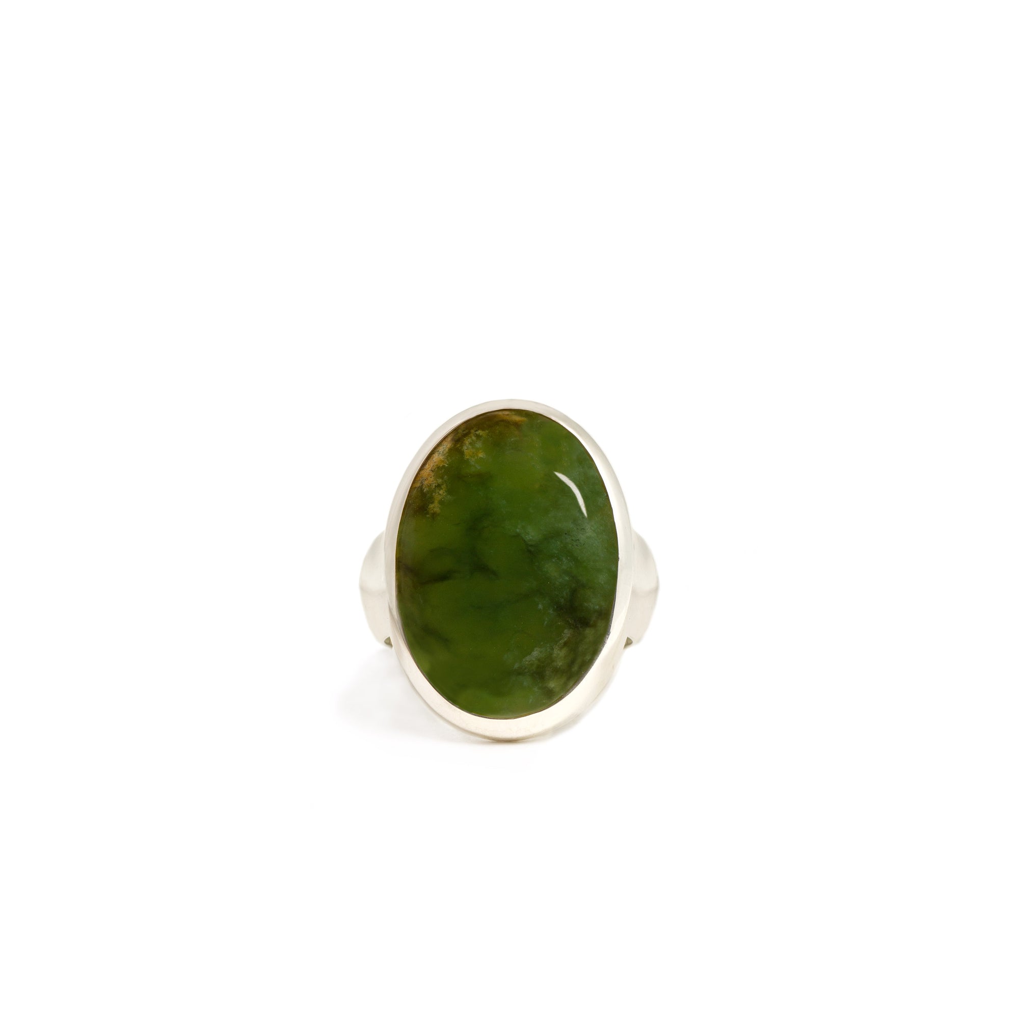 New Zealand Jade Sterling Silver Ring - Size P