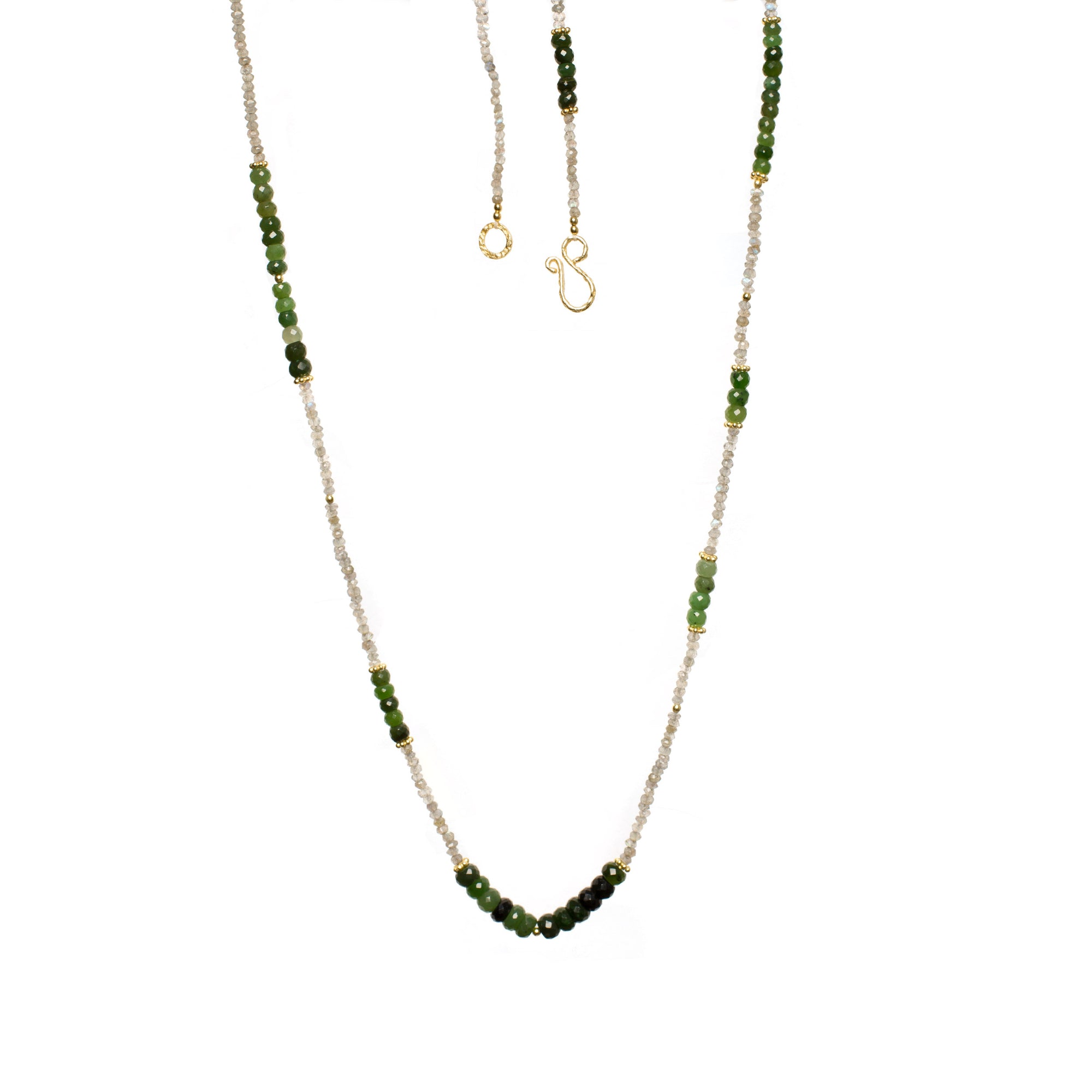 Canadian Jade and Labradorite Gemstone Gold Plated Necklace
